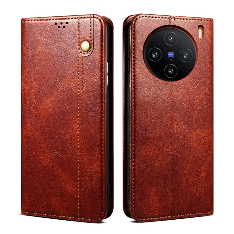 For vivo X100 Oil Wax Crazy Horse Texture Leather Phone Case(Brown) - vivo Cases by imak | Online Shopping UK | buy2fix