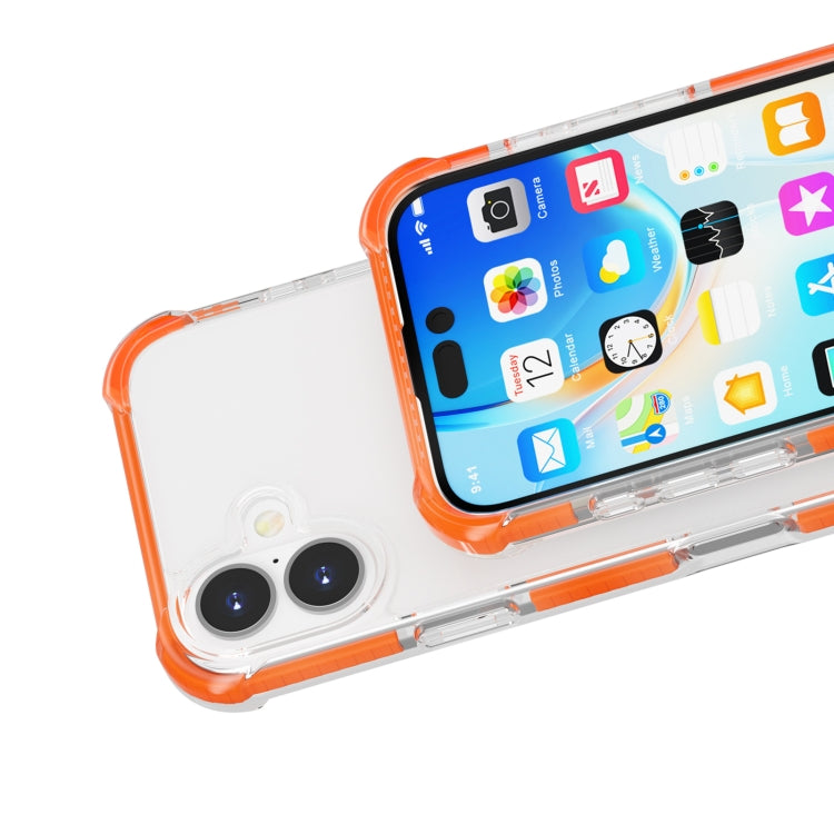 For iPhone 16 Plus Four-corner Shockproof TPU Hybrid Acrylic Phone Case(Orange) by buy2fix