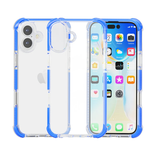 For iPhone 16 Plus Four-corner Shockproof TPU Hybrid Acrylic Phone Case(Blue) by buy2fix