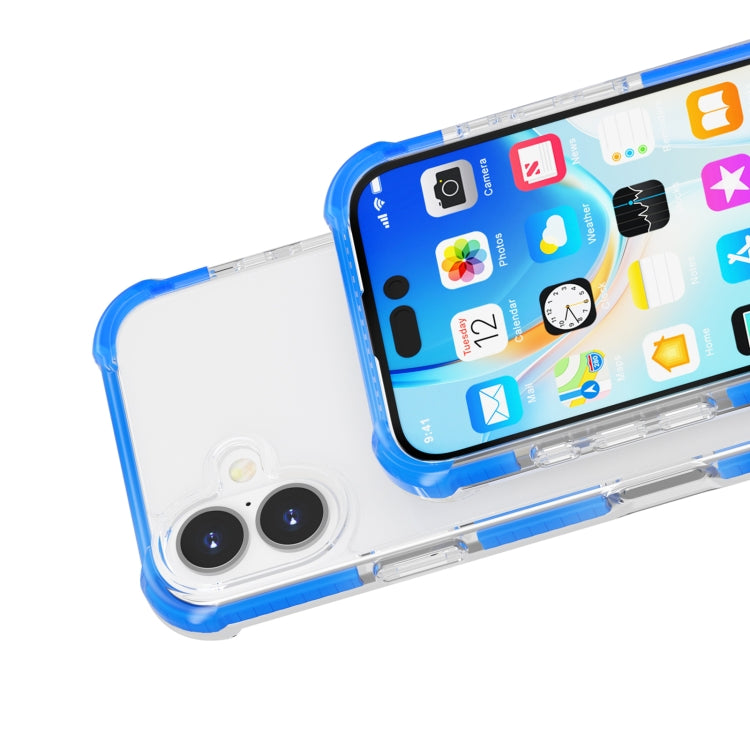 For iPhone 16 Plus Four-corner Shockproof TPU Hybrid Acrylic Phone Case(Blue) by buy2fix