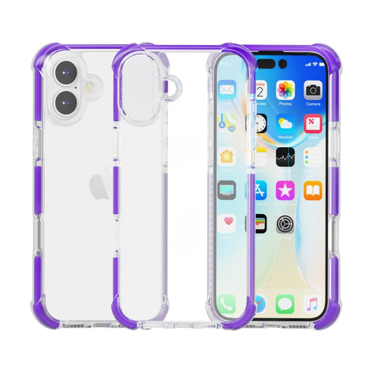 For iPhone 16 Plus Four-corner Shockproof TPU Hybrid Acrylic Phone Case(Purple) by buy2fix
