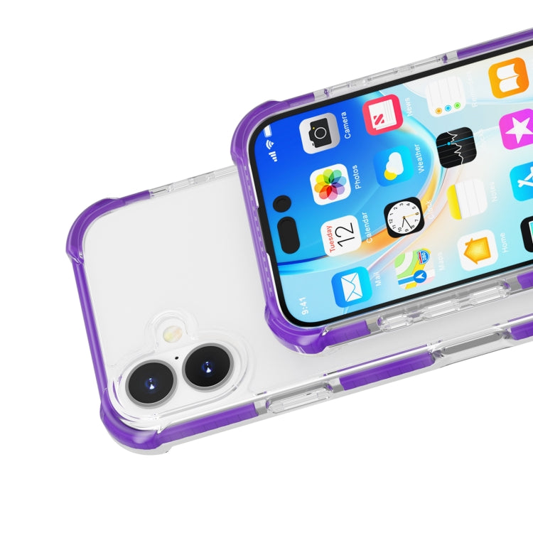 For iPhone 16 Plus Four-corner Shockproof TPU Hybrid Acrylic Phone Case(Purple) by buy2fix