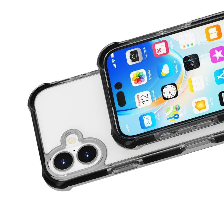 For iPhone 16 Plus Four-corner Shockproof TPU Hybrid Acrylic Phone Case(Black) by buy2fix