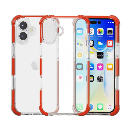 For iPhone 16 Four-corner Shockproof TPU Hybrid Acrylic Phone Case(Red) by buy2fix