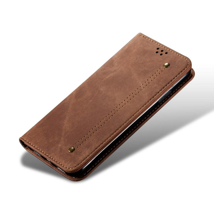 For Honor Magic6 Denim Texture Flip Leather Phone Case(Brown) by buy2fix