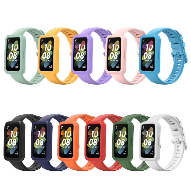 For Huawei Band 8 Silicone Protective Case + Silicone Watch Band Kit(Green) by buy2fix