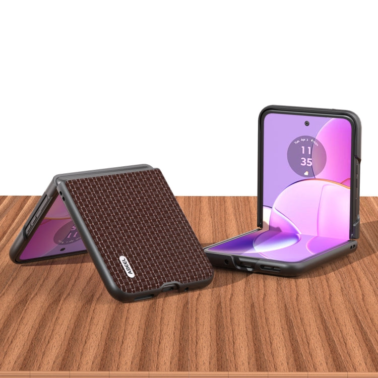 For Motorola Razr 40 Genuine Luxury ABEEL Black Edge Phone Case(Coffee) - Motorola Cases by buy2fix | Online Shopping UK | buy2fix