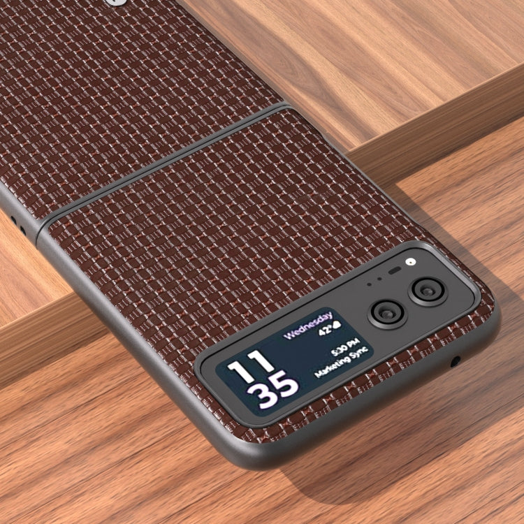 For Motorola Razr 40 Genuine Luxury ABEEL Black Edge Phone Case(Coffee) - Motorola Cases by buy2fix | Online Shopping UK | buy2fix