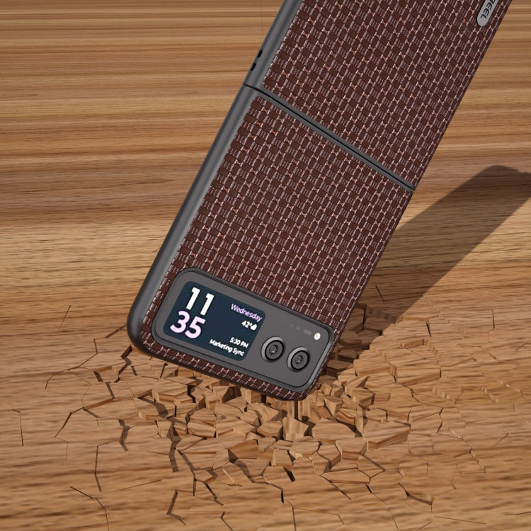 For Motorola Razr 40 Genuine Luxury ABEEL Black Edge Phone Case(Coffee) - Motorola Cases by buy2fix | Online Shopping UK | buy2fix