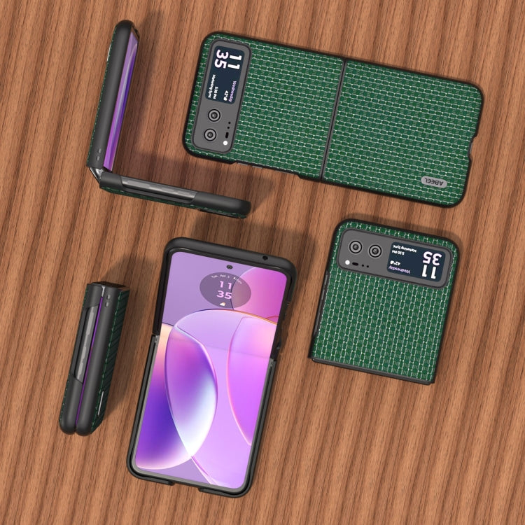 For Motorola Razr 40 Genuine Luxury ABEEL Black Edge Phone Case(Night Green) by buy2fix