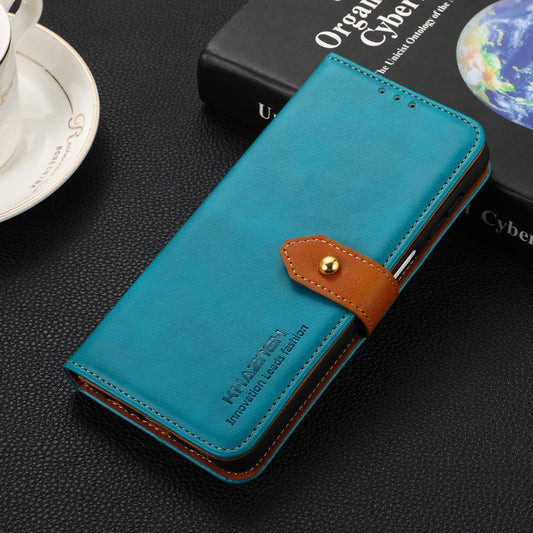For OnePlus 13 KHAZNEH Dual-color Cowhide Texture Flip Leather Phone Case(Blue) by buy2fix