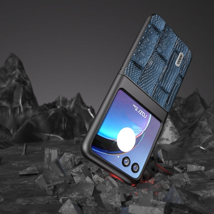 For Motorola Razr 40 Ultra ABEEL Genuine Leather Mahjong Pattern Black Edge Phone Case(Blue) by buy2fix