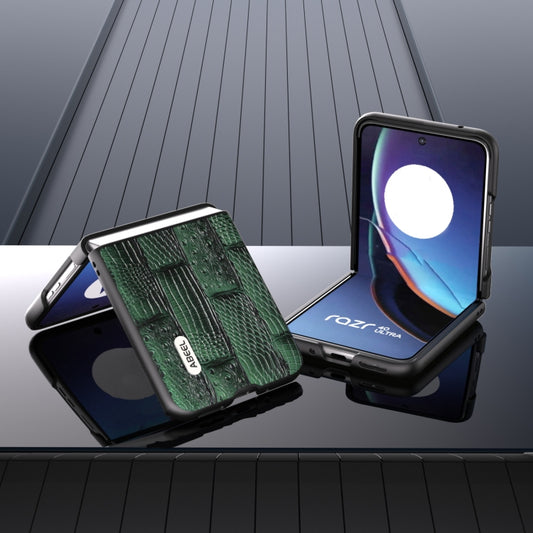 For Motorola Razr 40 Ultra ABEEL Genuine Leather Mahjong Pattern Black Edge Phone Case(Green) by buy2fix