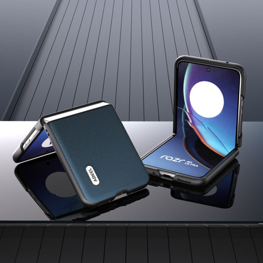 For Motorola Razr 40 Ultra ABEEL Genuine Leather Wave Black Edge Phone Case(Green) by buy2fix