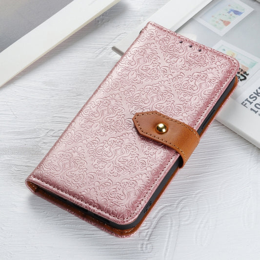 For iPhone 16 Plus European Floral Embossed Leather Phone Case(Pink) by buy2fix