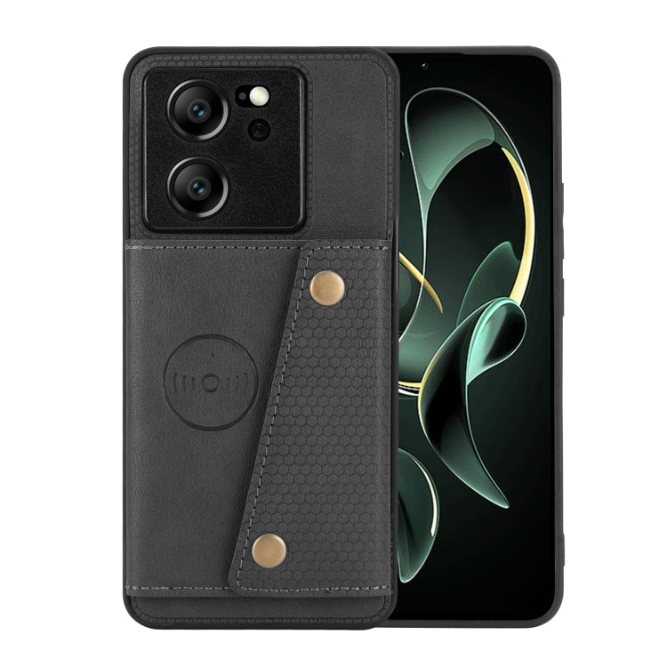 For Xiaomi 13T / Redmi K60 Ultra Double Buckle Card Slots Magnetic Phone Case(Black) - Xiaomi Cases by buy2fix | Online Shopping UK | buy2fix