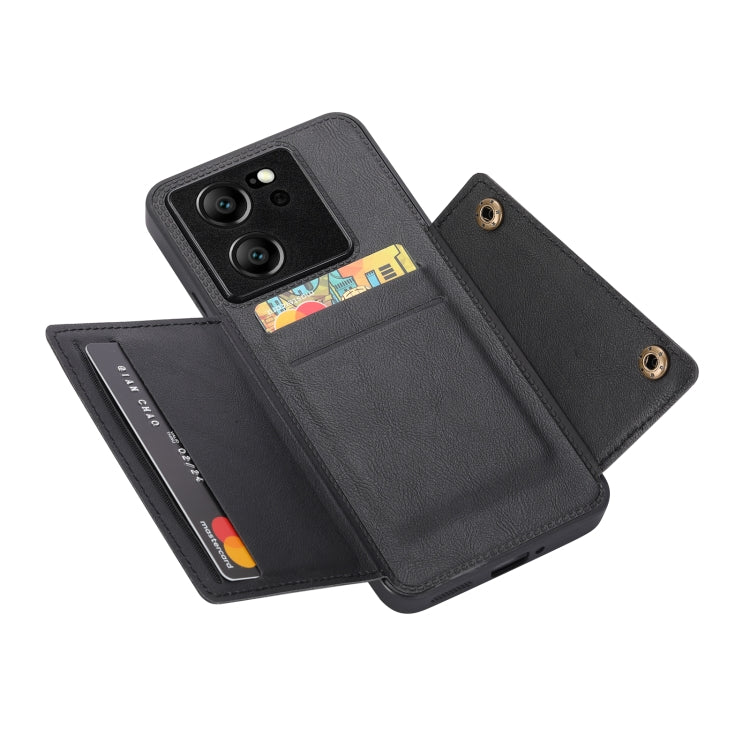 For Xiaomi 13T / Redmi K60 Ultra Double Buckle Card Slots Magnetic Phone Case(Black) - Xiaomi Cases by buy2fix | Online Shopping UK | buy2fix