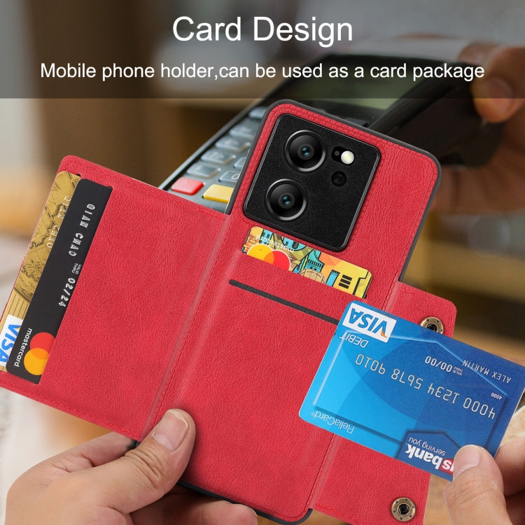 For Xiaomi 13T / Redmi K60 Ultra Double Buckle Card Slots Magnetic Phone Case(Black) - Xiaomi Cases by buy2fix | Online Shopping UK | buy2fix