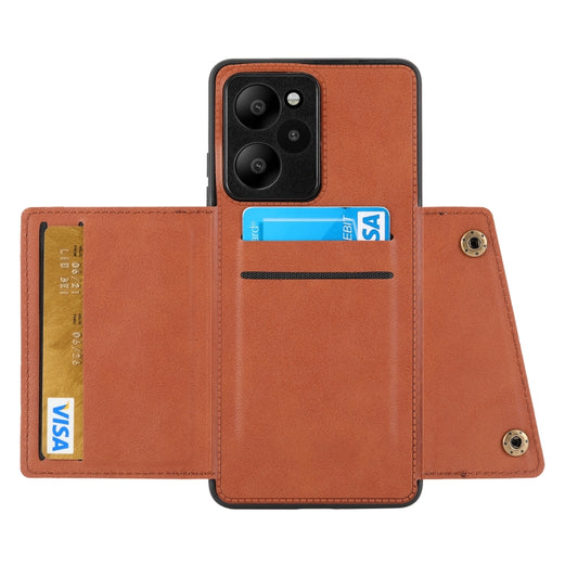 For Xiaomi Redmi Note 12R /Redmi 12 5G Double Buckle Card Slots Magnetic Phone Case(Brown) by buy2fix