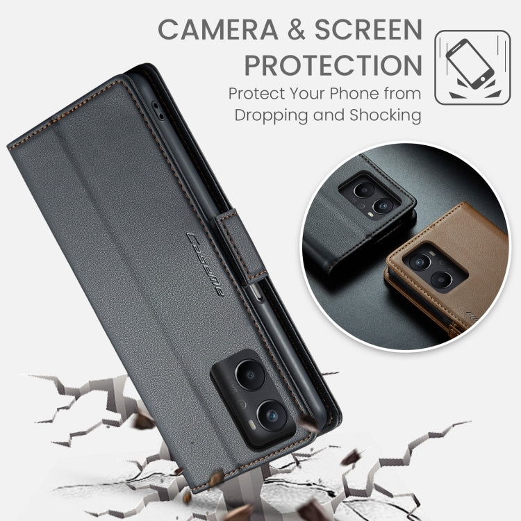 For Realme 9i 4G CaseMe 023 Butterfly Buckle Litchi Texture RFID Anti-theft Leather Phone Case(Black) by CaseMe