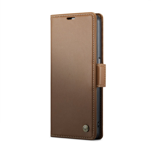 For Realme 9i 4G CaseMe 023 Butterfly Buckle Litchi Texture RFID Anti-theft Leather Phone Case(Brown) by CaseMe