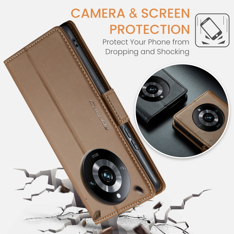 For Realme 11 Pro/11 Pro+ CaseMe 023 Butterfly Buckle Litchi Texture RFID Anti-theft Leather Phone Case(Brown) by CaseMe