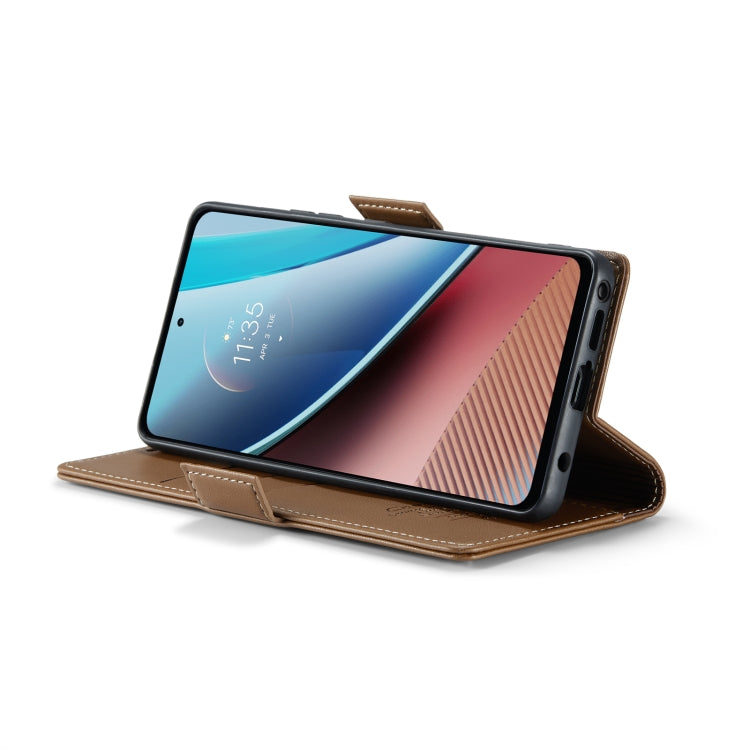 For Motorola Moto G Stylus 5G 2023 CaseMe 023 Butterfly Buckle Litchi Texture RFID Anti-theft Leather Phone Case(Brown) - Motorola Cases by CaseMe | Online Shopping UK | buy2fix