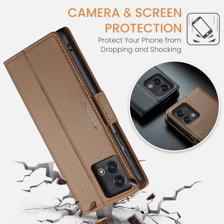 For Motorola Moto G Stylus 5G 2023 CaseMe 023 Butterfly Buckle Litchi Texture RFID Anti-theft Leather Phone Case(Brown) - Motorola Cases by CaseMe | Online Shopping UK | buy2fix
