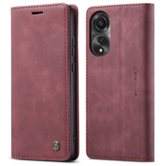For OPPO A78 4G CaseMe 013 Multifunctional Horizontal Flip Leather Phone Case(Wine Red) by CaseMe