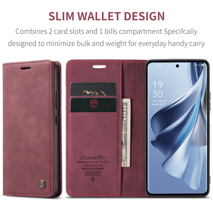 For OPPO Reno10 5G Global/Reno10 Pro Global CaseMe 013 Multifunctional Horizontal Flip Leather Phone Case(Wine Red) - OPPO Cases by CaseMe | Online Shopping UK | buy2fix