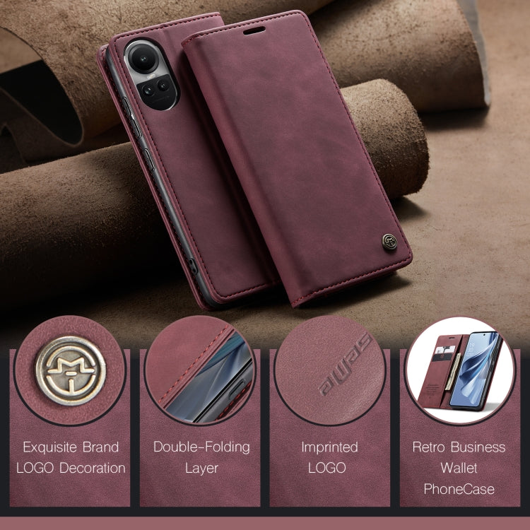 For OPPO Reno10 5G Global/Reno10 Pro Global CaseMe 013 Multifunctional Horizontal Flip Leather Phone Case(Wine Red) - OPPO Cases by CaseMe | Online Shopping UK | buy2fix