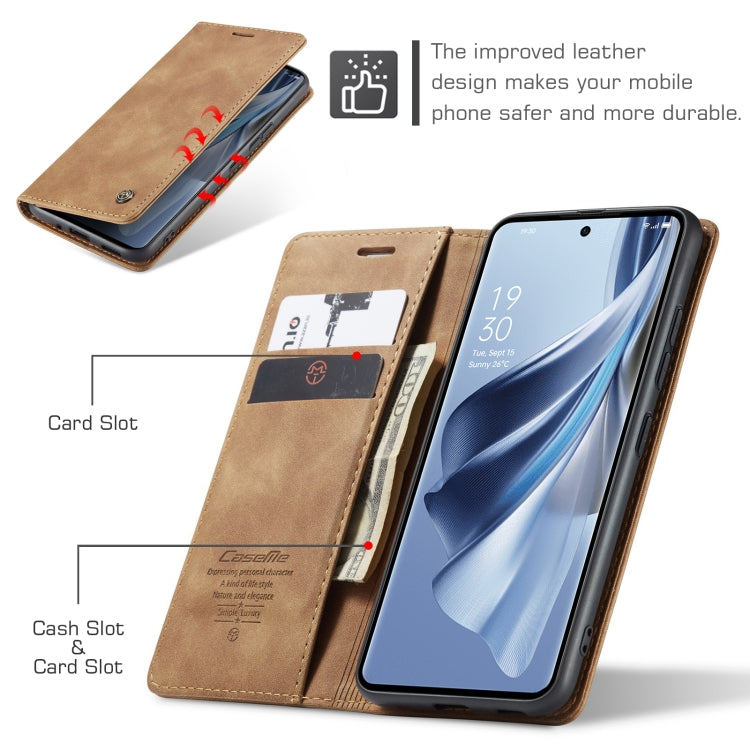 For OPPO Reno10 5G Global/Reno10 Pro Global CaseMe 013 Multifunctional Horizontal Flip Leather Phone Case(Brown) - OPPO Cases by CaseMe | Online Shopping UK | buy2fix