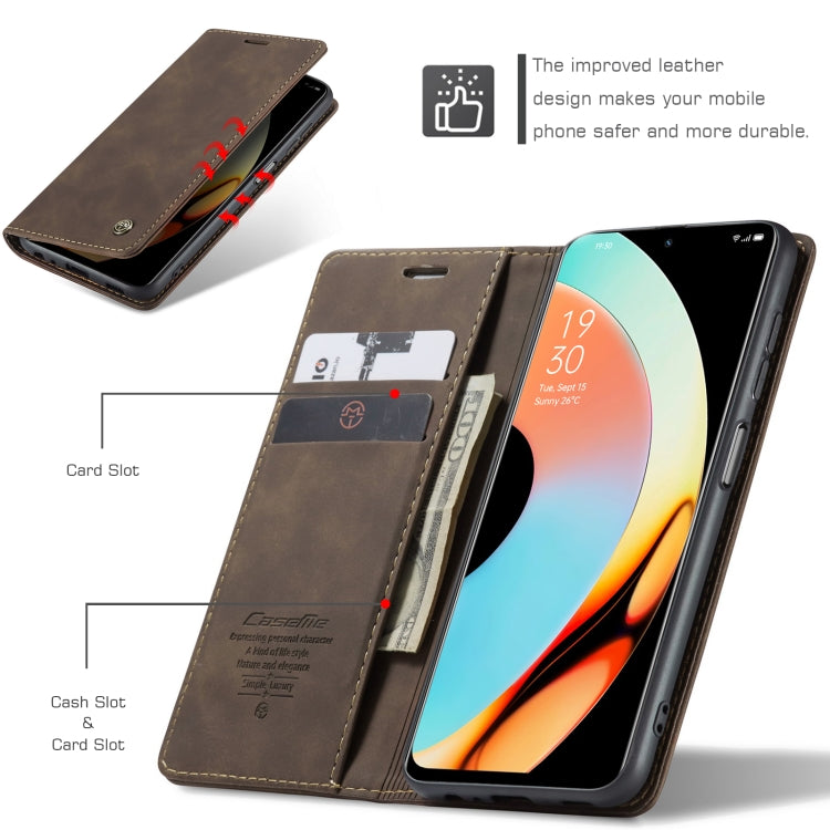 For Realme 10 Pro 5G CaseMe 013 Multifunctional Horizontal Flip Leather Phone Case(Coffee) by CaseMe