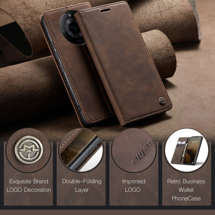 For Realme 11 Pro/Realme 11 Pro+ CaseMe 013 Multifunctional Horizontal Flip Leather Phone Case(Coffee) - Realme Cases by CaseMe | Online Shopping UK | buy2fix