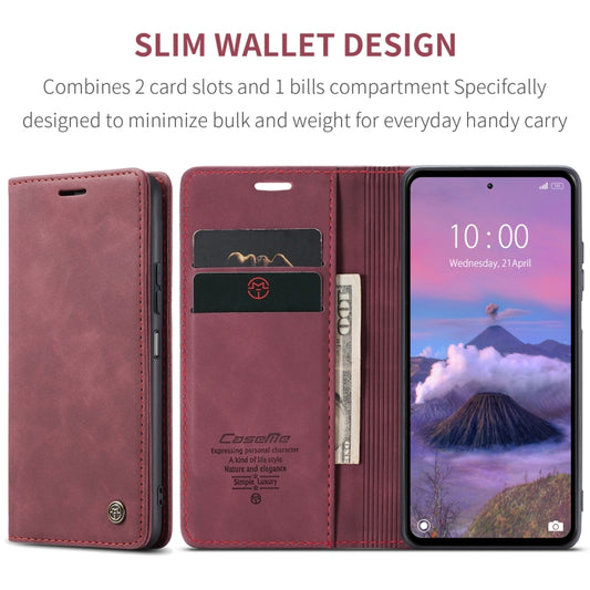 For Xiaomi Redmi 12 4G / 12 5G/Note 12R CaseMe 013 Multifunctional Horizontal Flip Leather Phone Case(Wine Red) by CaseMe