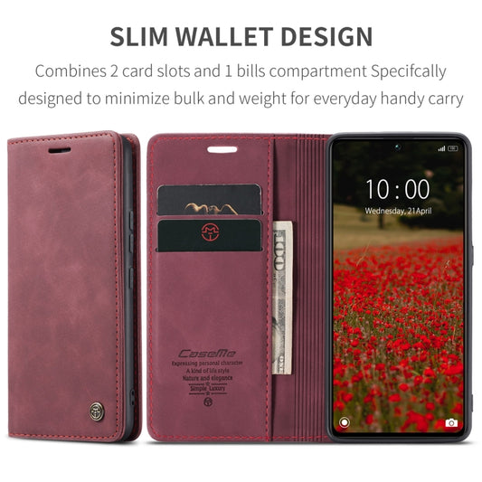 For Xiaomi Redmi Note 13 Pro 5G CaseMe 013 Multifunctional Horizontal Flip Leather Phone Case(Wine Red) by CaseMe