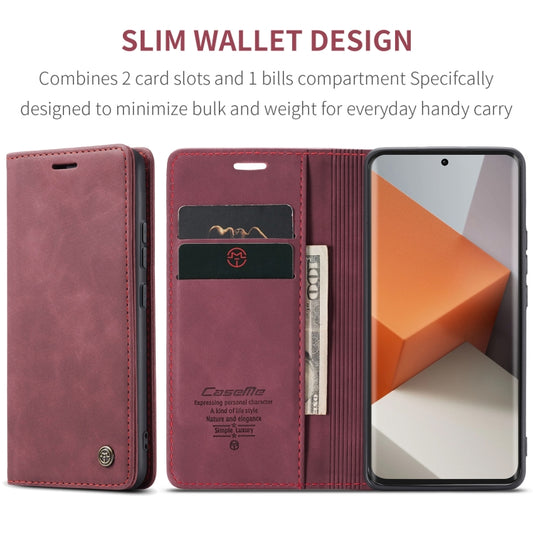 For Xiaomi Redmi Note 13 Pro+ CaseMe 013 Multifunctional Horizontal Flip Leather Phone Case(Wine Red) by CaseMe