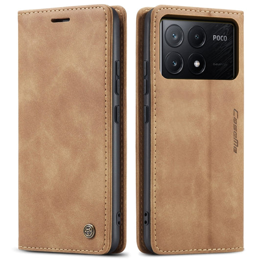 For Xiaomi Poco X6 Pro CaseMe 013 Multifunctional Horizontal Flip Leather Phone Case(Brown) by CaseMe