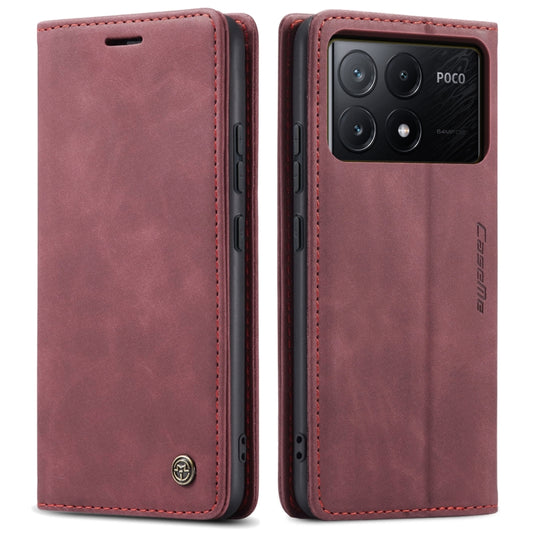 For Xiaomi Redmi K70E 5G CaseMe 013 Multifunctional Horizontal Flip Leather Phone Case(Wine Red) by CaseMe