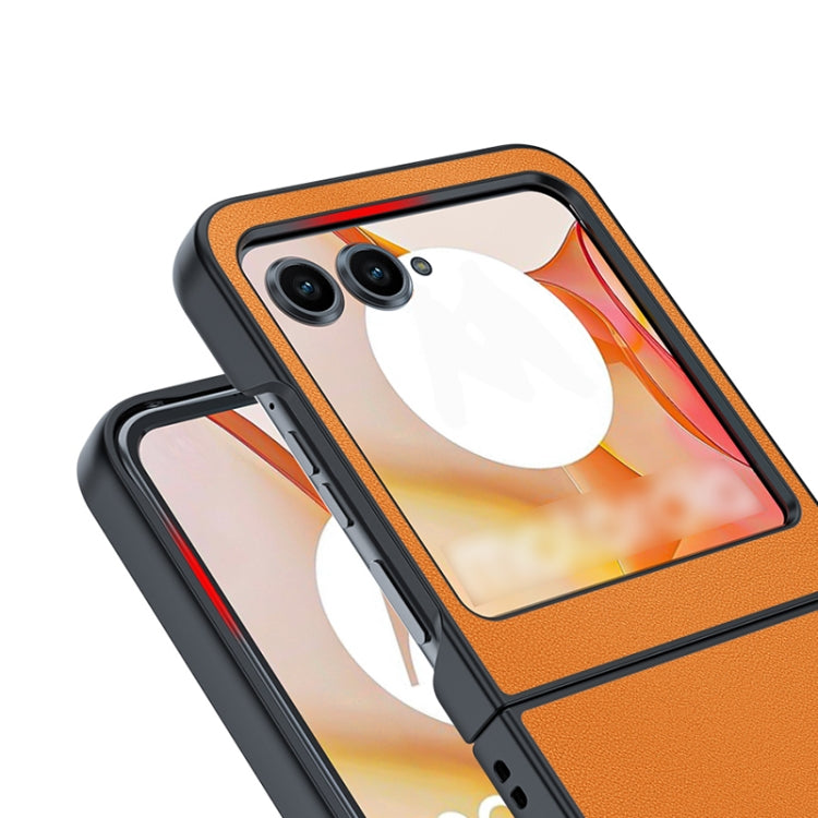 For Motorola Razr 50 / Razr 60 Ultra-thin Plain Skin Leather Phone Case(Orange) - Motorola Cases by buy2fix | Online Shopping UK | buy2fix