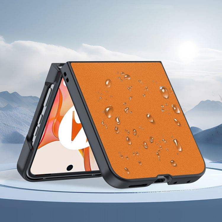 For Motorola Razr 50 / Razr 60 Ultra-thin Plain Skin Leather Phone Case(Orange) - Motorola Cases by buy2fix | Online Shopping UK | buy2fix