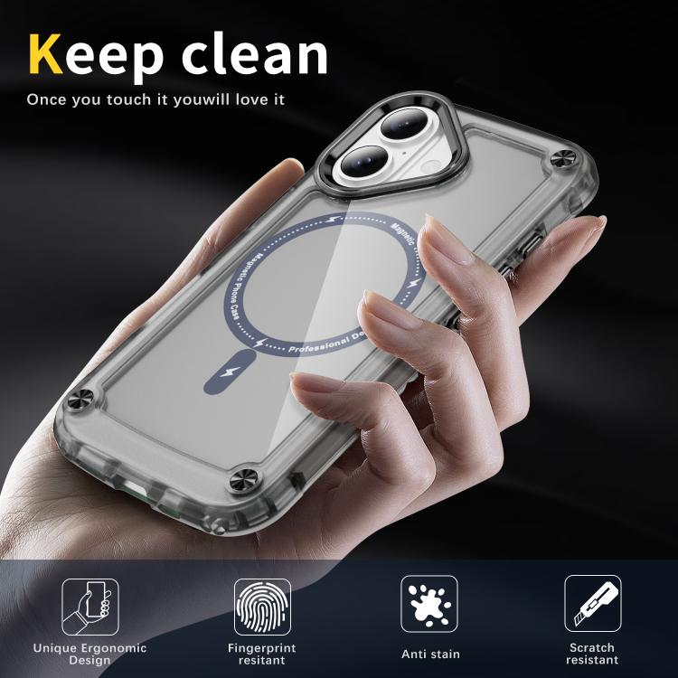 For iPhone 17 Skin Feel TPU + PC MagSafe Magnetic Phone Case(Transparent Black) - iPhone 17 Cases by buy2fix | Online Shopping UK | buy2fix