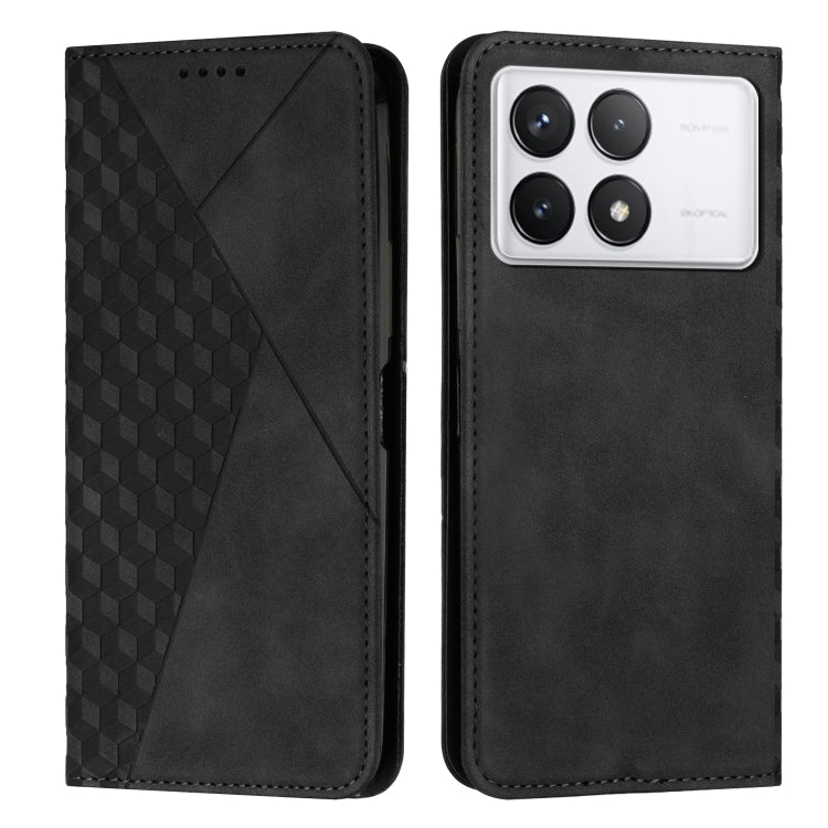 For Xiaomi Redmi K70E Diamond Splicing Skin Feel Magnetic Leather Phone Case(Black) - Xiaomi Cases by buy2fix | Online Shopping UK | buy2fix