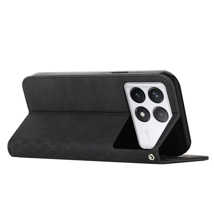 For Xiaomi Redmi K70E Diamond Splicing Skin Feel Magnetic Leather Phone Case(Black) - Xiaomi Cases by buy2fix | Online Shopping UK | buy2fix
