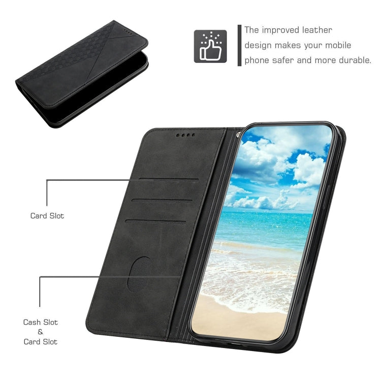 For Xiaomi Redmi K70E Diamond Splicing Skin Feel Magnetic Leather Phone Case(Black) - Xiaomi Cases by buy2fix | Online Shopping UK | buy2fix