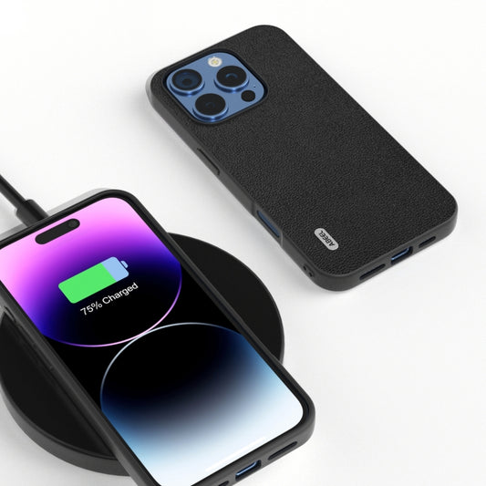 For iPhone 16 Pro ABEEL Genuine Leather Luolai Series Phone Case(Black) by buy2fix