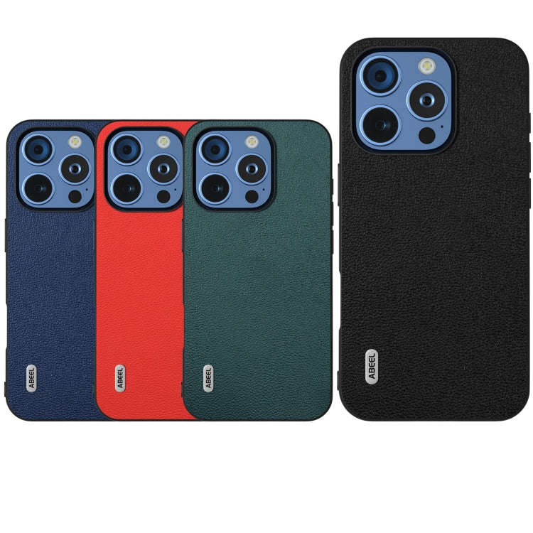 For iPhone 16 Pro ABEEL Genuine Leather Luolai Series Phone Case(Black) by buy2fix