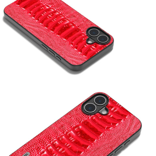 For iPhone 16 Plus ABEEL Genuine Leather Weilai Series Phone Case(Red) by buy2fix