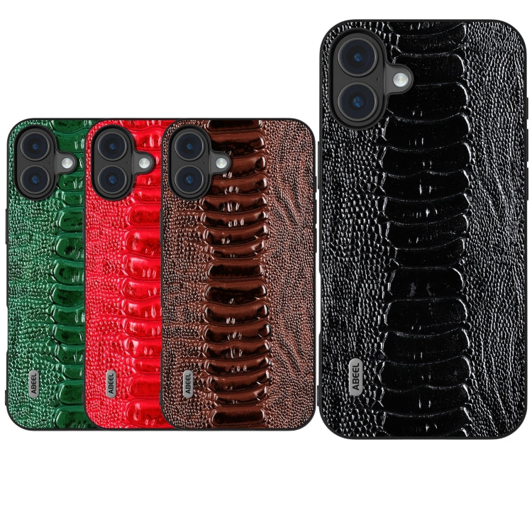 For iPhone 16 Plus ABEEL Genuine Leather Weilai Series Phone Case(Red) by buy2fix