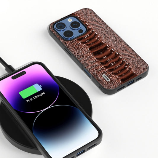 For iPhone 16 Pro ABEEL Genuine Leather Weilai Series Phone Case(Coffee) by buy2fix